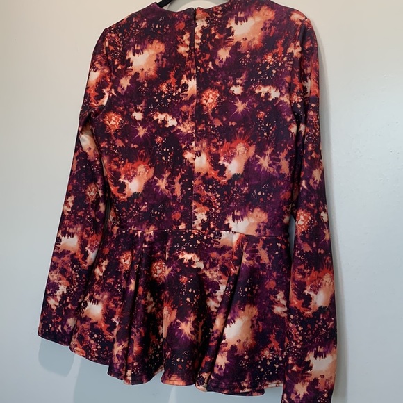 ASOS  burgundy peplum long sleeve top size 12 - Picture 6 of 8